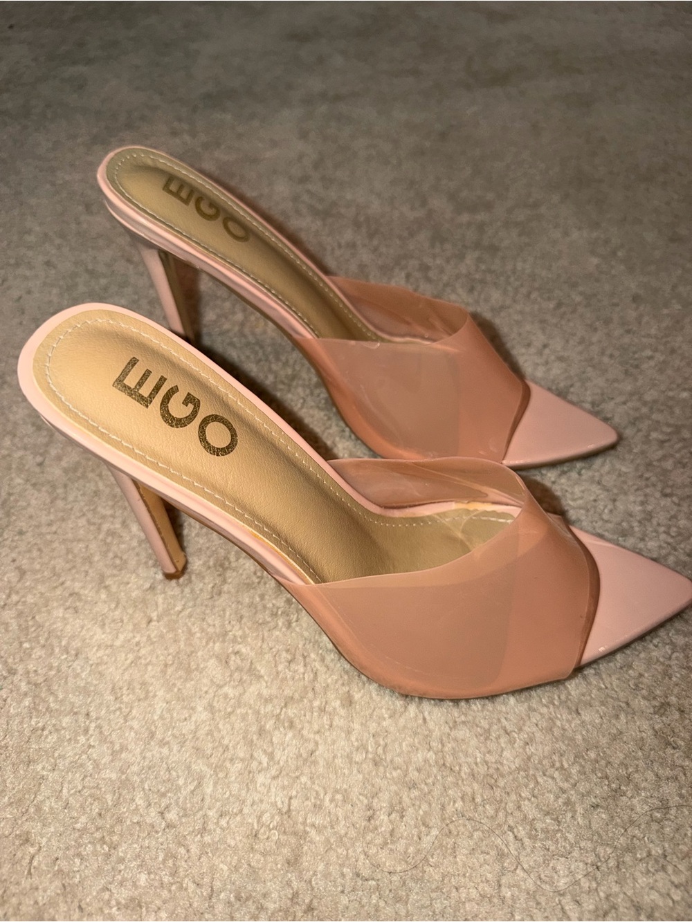 EGO Blush Pink Patent & Clear PVC Stiletto Mule